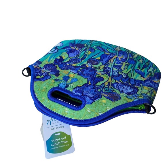 Van Gogh Neoprene Lunch Tote Irises Adjustable Strap Immersive Exclusive NEW - Picture 4 of 13